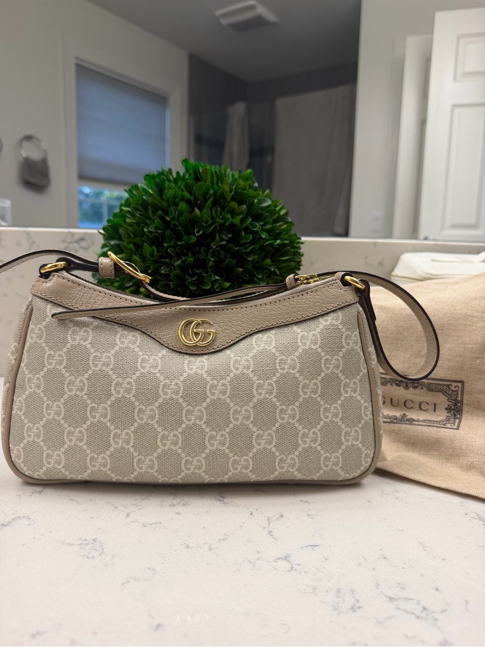 Gucci Ophidia Small Shoulder Bag Beige & White